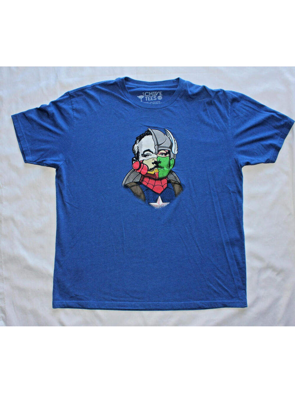 Chive Tees Size XXL Blue Mashup Portrait of Marvel Avengers Superheroes